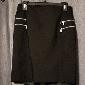 H&M Double Zipper Detailed Black Pencil Skirt Size 8